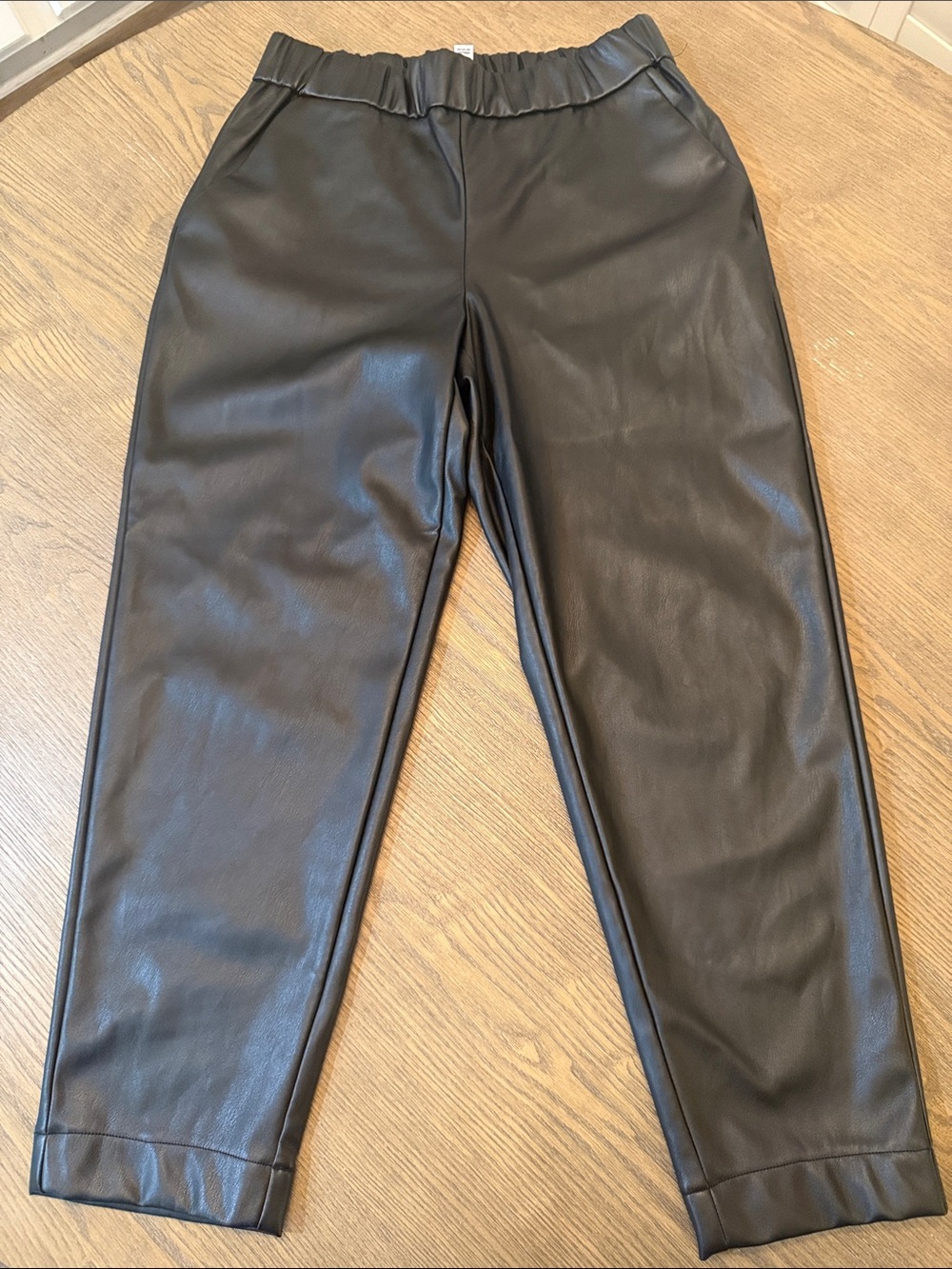a new day Black Faux Leather Track Joggers